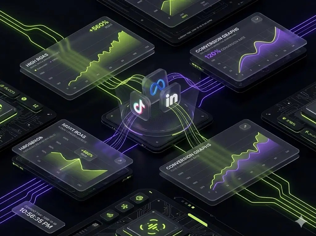 Veri odaklı sosyal medya reklam yönetimi dashboard ve ROAS grafikleri