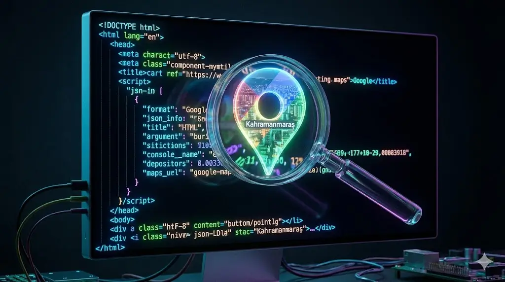 Haritalarda mesafe sınırlarını aşmak için kullanılan LocalBusiness Schema Markup ve JSON-LD kodlaması.