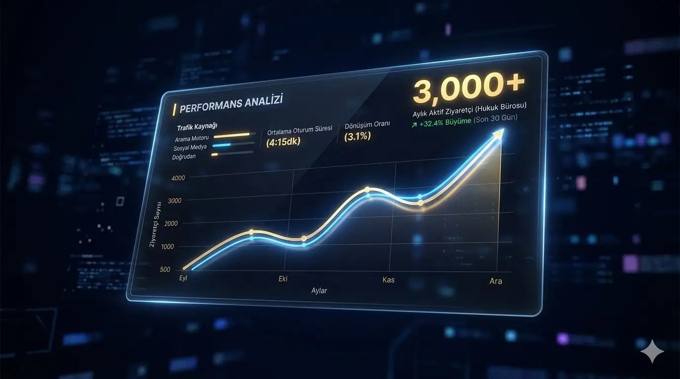 Avukatlar için Google Search Console organik trafik artışı ve büyüme grafiği