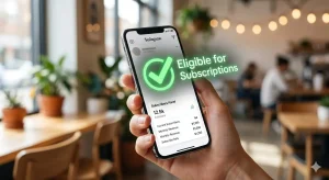 Instagram profesyonel panosunda abonelik için uygunluk durumunu gösteren onay ekranı.