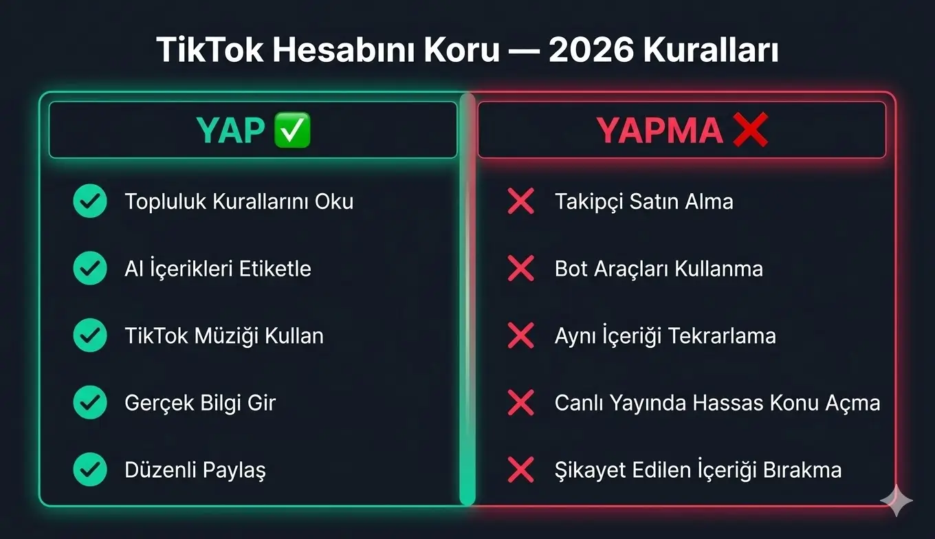 TikTok hesap güvenliği için yapılması ve yapılmaması gerekenler 2026