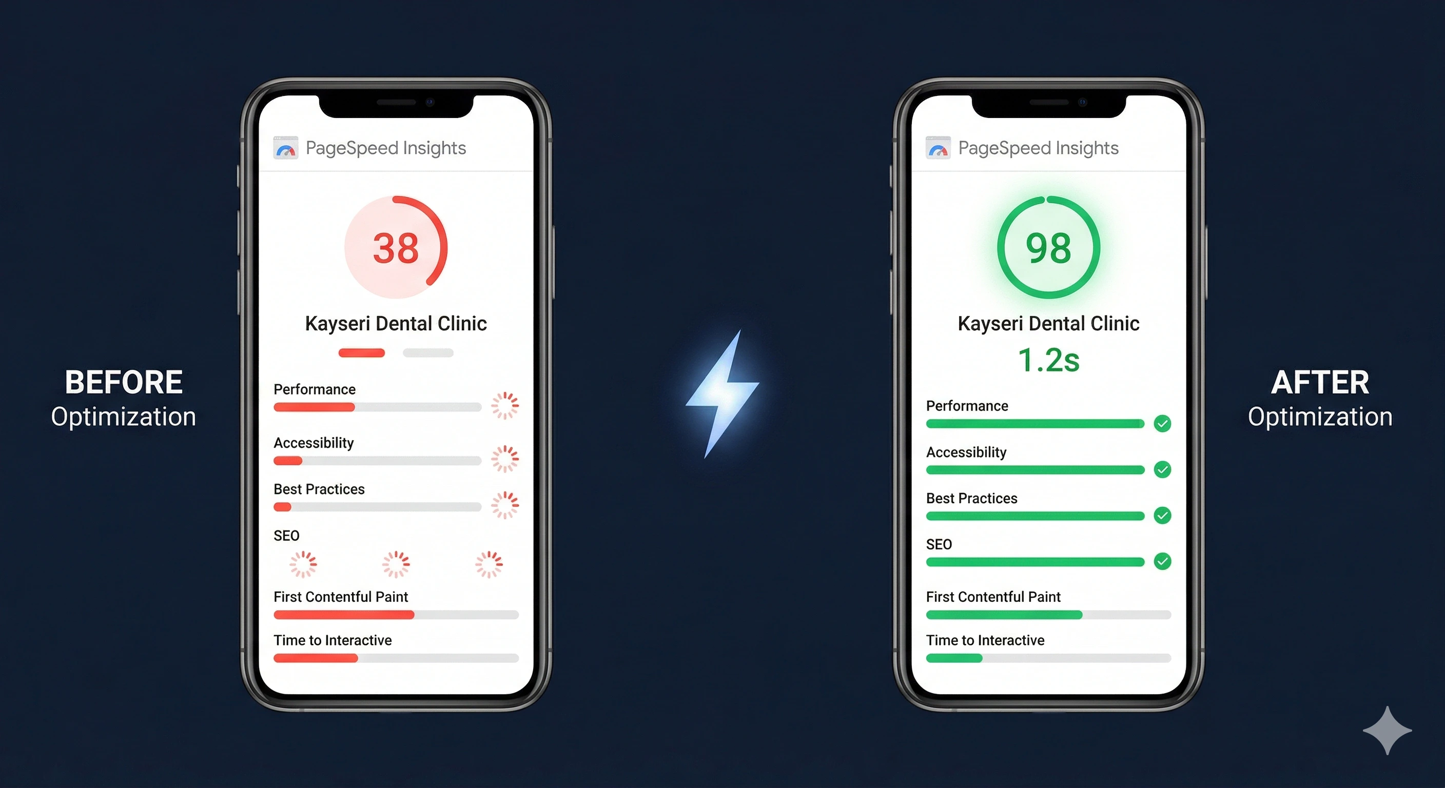 PeraSentez Dental Klinik site hızı ve dönüşüm oranı iyileştirmesi
